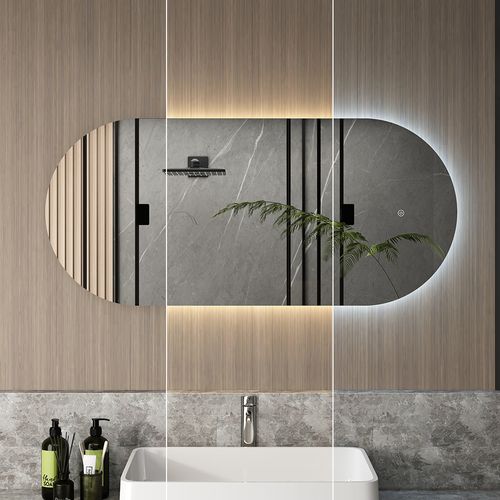Miroir Mural  40756 Blanc 110x50cm Avec Éclairage LED