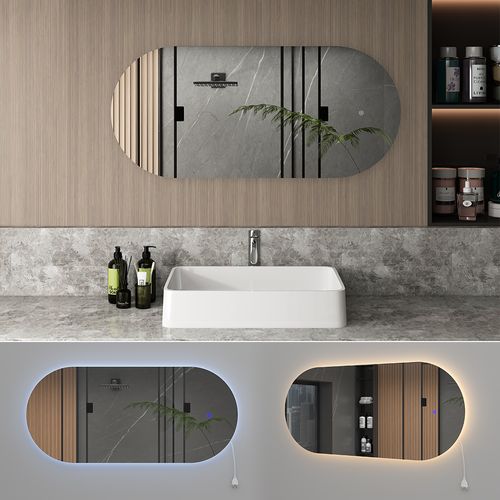 Miroir Mural  40756 Blanc 110x50cm Avec Éclairage LED