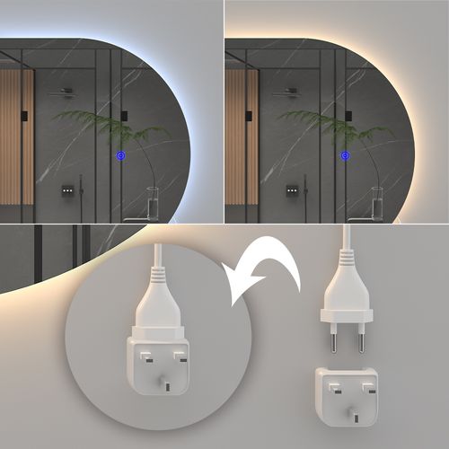 Miroir Mural  40756 Blanc 110x50cm Avec Éclairage LED