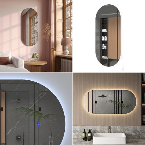 Miroir Mural  40756 Blanc 110x50cm Avec Éclairage LED