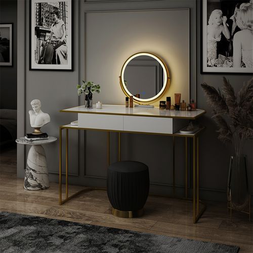 Coiffeuse Tiara 40757 Blanc/or 110cm