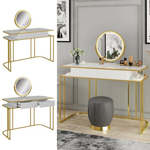 Coiffeuse Tiara 40757 Blanc/or 110cm