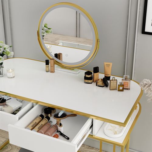 Coiffeuse Tiara 40757 Blanc/or 110cm