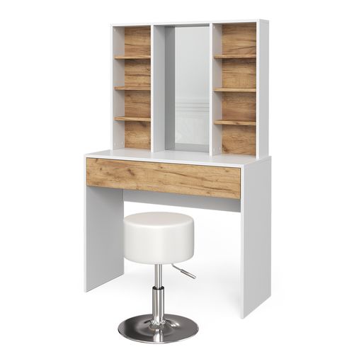 Coiffeuse Alexa 41326 Chêne Doré/blanc 93cm Avec Tabouret