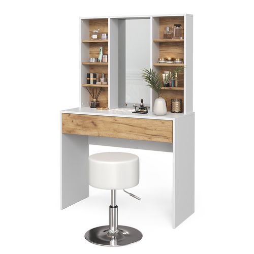Coiffeuse Alexa 41326 Chêne Doré/blanc 93cm Avec Tabouret