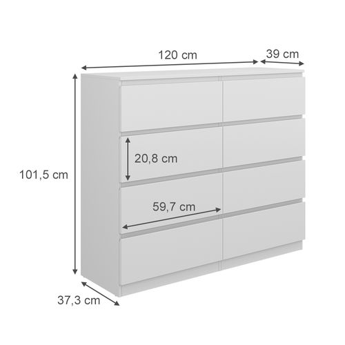 Commode  Calisto, Blanc, 120x101.5cm