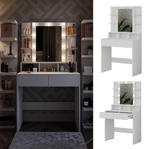 Coiffeuse Taylor 41304 Blanc 80cm Avec Éclairage LED