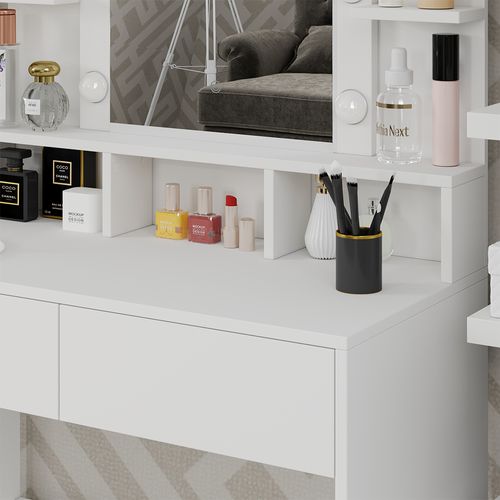 Coiffeuse Taylor 41304 Blanc 80cm Avec Éclairage LED