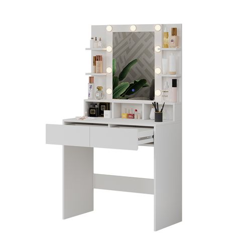Coiffeuse Taylor 41304 Blanc 80cm Avec Éclairage LED