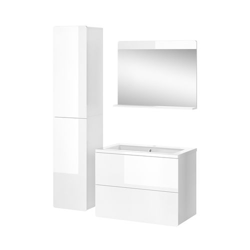 Meubles Bain Izan 41540 Blanc 4 Pièces Avec Armoire Haute