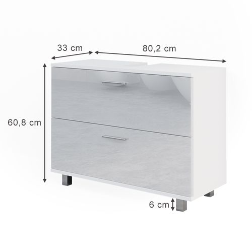 Meuble Sous Vasque Simple Ilias 41482 Blanc Haute Brillance 80x60.8cm