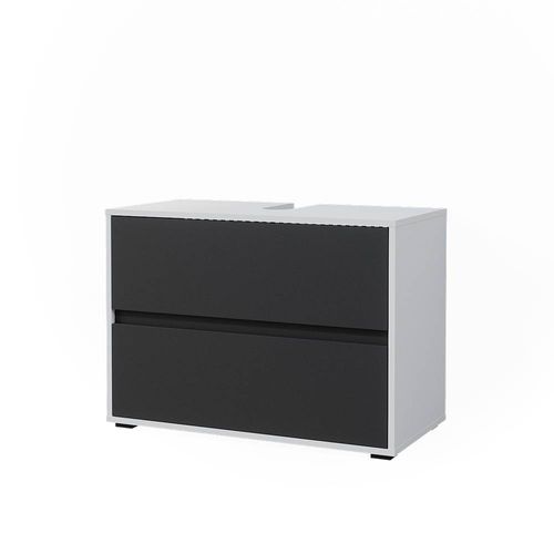 Meuble Sous Vasque Simple Maltin 41485 Blanc/anthracite 80.2x58.2cm Avec Deux Grands Tiroirs