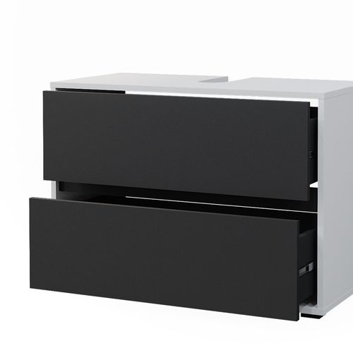 Meuble Sous Vasque Simple Maltin 41485 Blanc/anthracite 80.2x58.2cm Avec Deux Grands Tiroirs