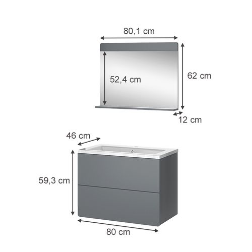 Meubles Bain Izan 41608 Gris 3 Pièces