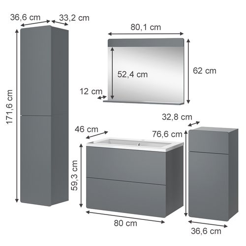 Ensemble De Meubles De Salle De Bains Izan 41611 Gris 5 Pièces
