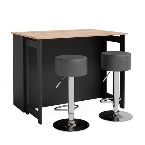 Set De Tables De Bar Dominic 41543 Chêne Doré/anthracite 116x37cm Avec 2 Tabourets De Bar