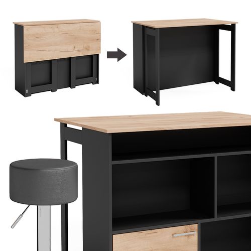 Set De Tables De Bar Dominic 41543 Chêne Doré/anthracite 116x37cm Avec 2 Tabourets De Bar