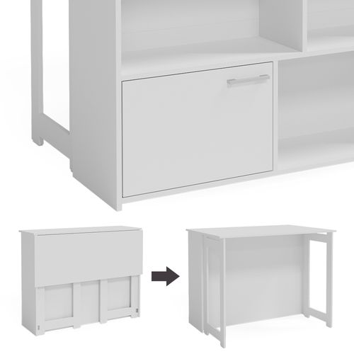 Table De Bar Dominic, Blanc, 116x37cm 4x Compartiments Ouverts Et 1x Porte