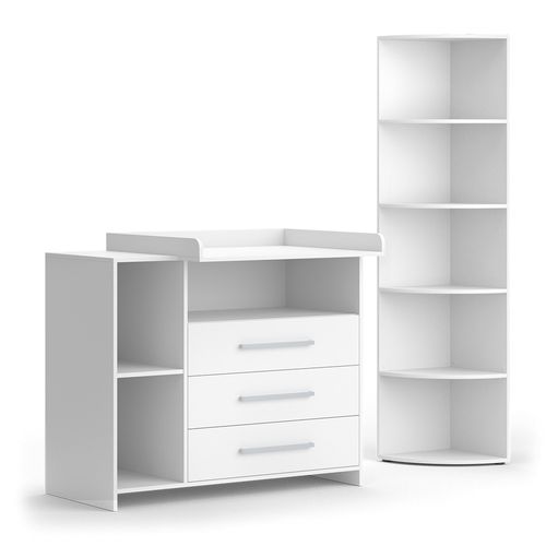 Set De Chambre Denfant Oskar 41626 Blanc 2 Pièces, Avec Commode à Langer Et Étagère à Jouets