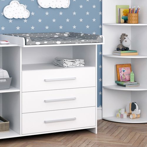 Set De Chambre Denfant Oskar 41626 Blanc 2 Pièces, Avec Commode à Langer Et Étagère à Jouets