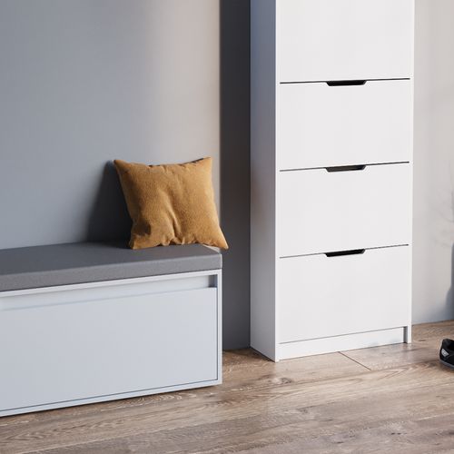 Meuble à Chaussure Luca 41630 Blanc 2 Parties, Avec Banc