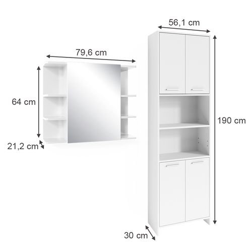 Meubles Bain Maris 41633 Blanc 2 Parties Avec Armoire Haute Et Armoire De Toilette Sdb