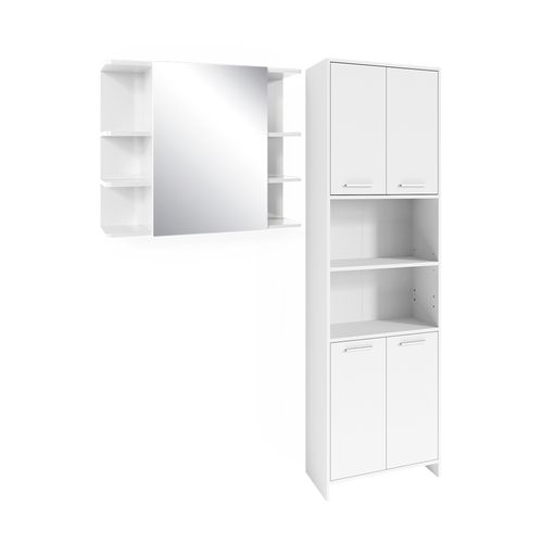 Meubles Bain Maris 41633 Blanc 2 Parties Avec Armoire Haute Et Armoire De Toilette Sdb