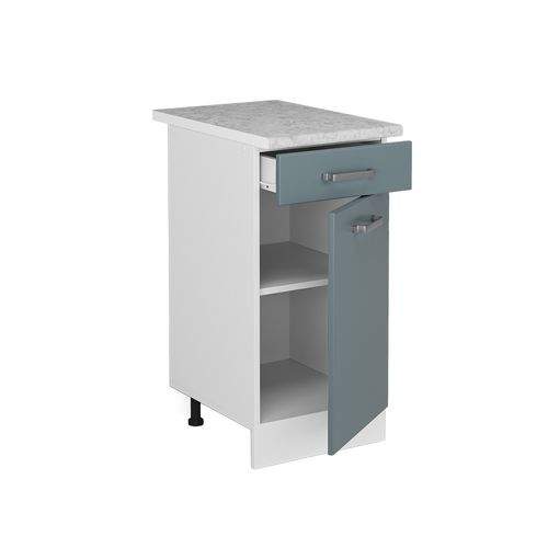 Meuble Bas Universel R-line 41654 Bleu-gris 40cm Avec Tiroir, Avec Pt