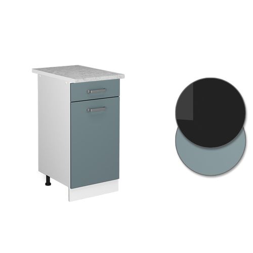 Meuble Bas Universel R-line 41654 Bleu-gris 40cm Avec Tiroir, Avec Pt