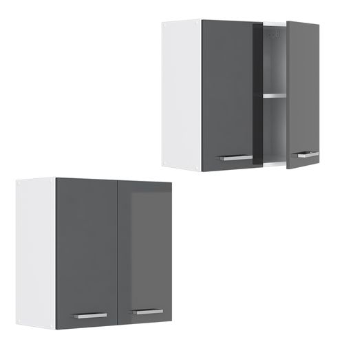 Armoire Suspendue Universelle R-line, Anthracite Haute Brillance, 60x60cm Avec Portes