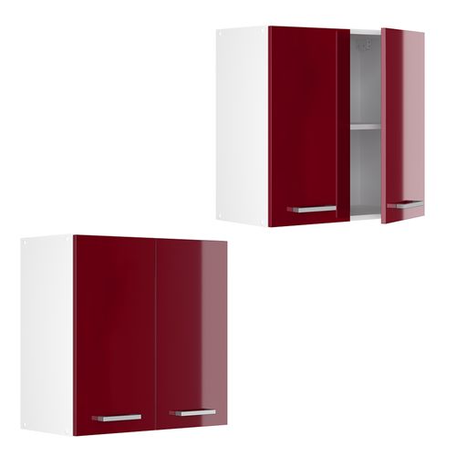 Armoire Suspendue R-line 41663 Rouge Bordeaux Haute Brillance 60cm Avec Portes