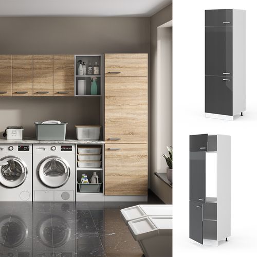 Armoire Haute Universelle R-line 41705 Anthracite Haute Brillance 60cm Avec Portes