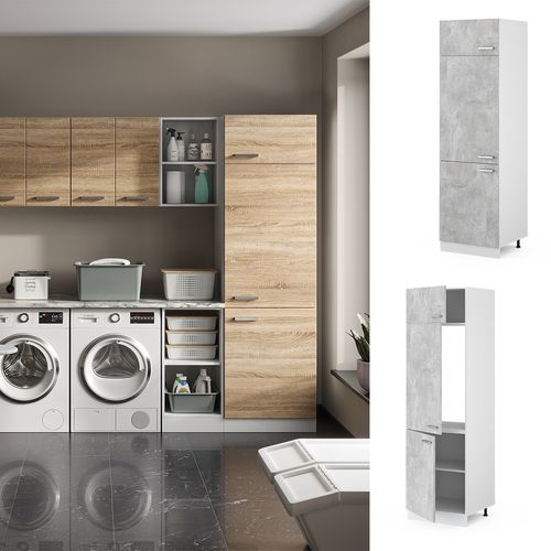 Armoire Haute Universelle R-line 41706 Béton 60cm Avec Portes