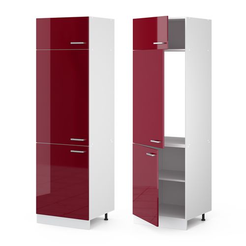 Armoire Haute Universelle R-line 41707 Rouge Bordeaux Haute Brillance 60cm Avec Portes