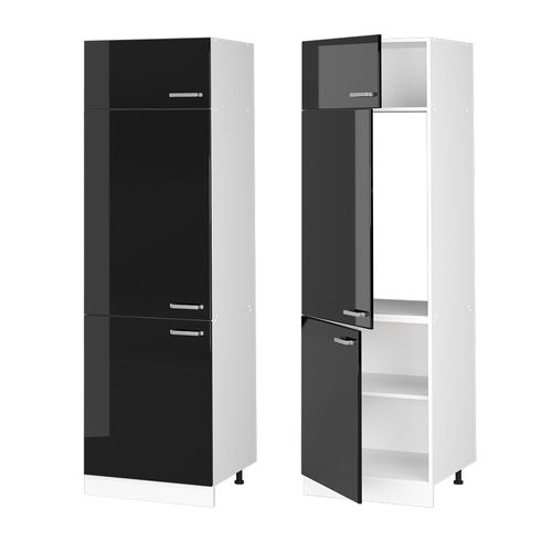 Armoire Haute Universelle R-line 41713 Noir Haute Brillance 60cm Avec Portes