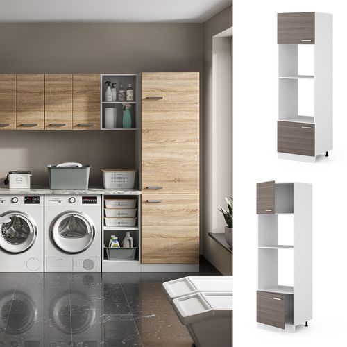 Armoire Universelle R-line 41719 Gris 60cm Avec Étagères Ouvertes, Et Portes
