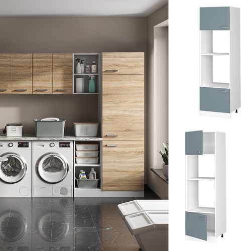 Armoire Universelle R-line 41723 Bleu-gris 60cm Avec Étagères Ouvertes, Et Portes