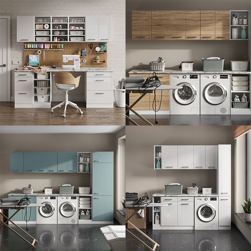 Armoire Universelle R-line 41723 Bleu-gris 60cm Avec Étagères Ouvertes, Et Portes