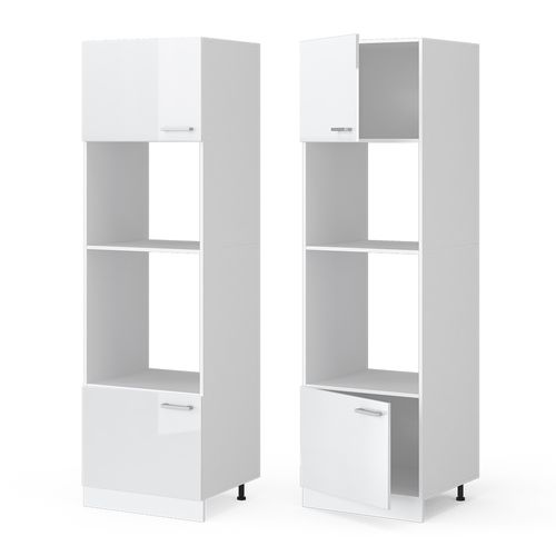 Armoire Universelle R-line 41726 Blanc Haute Brillance 60cm Avec Étagères Ouvertes, Et Portes