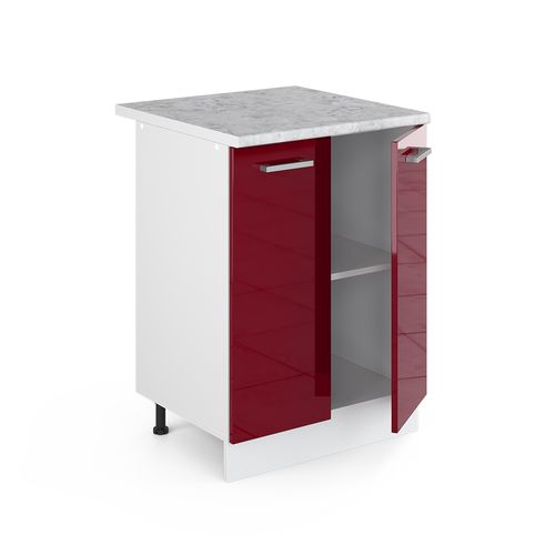 Meuble Bas Universel R-line 41732 Rouge Bordeaux Haute Brillance 60cm Avec Portes, Avec Pt