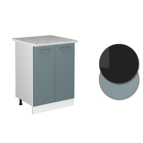 Meuble Bas Universel R-line 41740 Bleu-gris 60cm Avec Portes, Avec Pt
