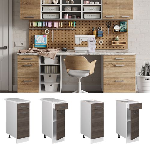 Meuble Bas Universel R-line 41754 Gris 30cm Avec Tiroir, Avec Pt