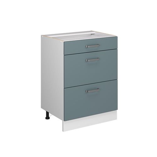 Meuble Bas Universel R-line 41779 Bleu-gris 60cm Avec Tiroirs, Sans Pt