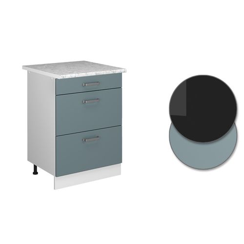 Meuble Bas Universel R-line 41780 Bleu-gris 60cm Avec Tiroirs