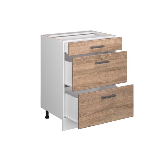 Meuble Bas Universel R-line 41783 Sonoma 60cm Avec Tiroirs, Sans Pt