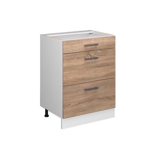 Meuble Bas Universel R-line 41783 Sonoma 60cm Avec Tiroirs, Sans Pt