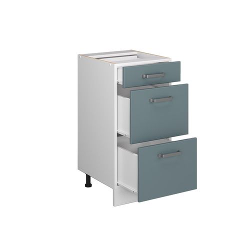 Meuble Bas Universel R-line 41799 Bleu-gris 40cm Avec Tiroirs, Sans Pt