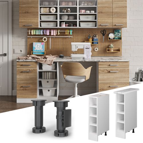 Étagère Basse R-line 41807 Blanc 20cm Avec Étagères Ouvertes, Avec Pt