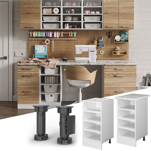 Étagère Basse R-line 41810 Blanc 40cm Avec Étagères Ouvertes, Sans Pt