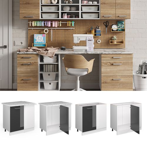 Universal Armoire Dangle R-line 41811 Anthracite Haute Brillance 86cm Avec Porte, Sans Pt